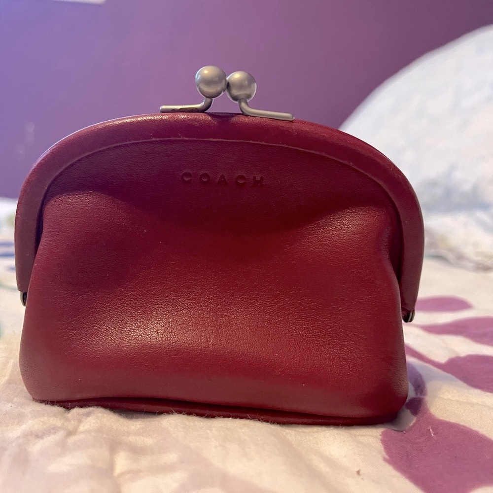 Used Coach red woman’s change purse